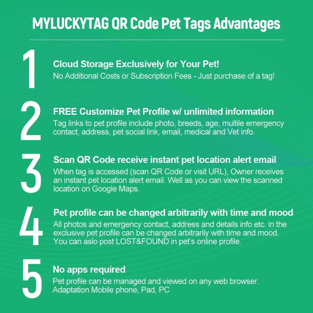 Stainless Steel QR Code Pet ID Tags Dog Tags - Pet Online Profile - Scan QR Receive Instant Pet Location Alert Email