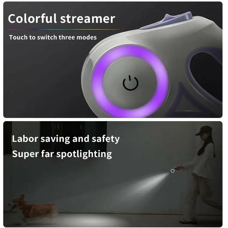 LED Retractable Dog Leash with Hands-Free Control