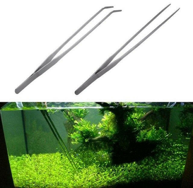 Curved Aquarium Tweezers - Stainless Steel.