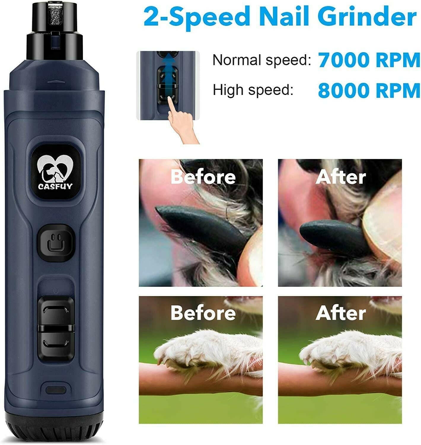 Dog Nail Grinder with 2 LED Light.