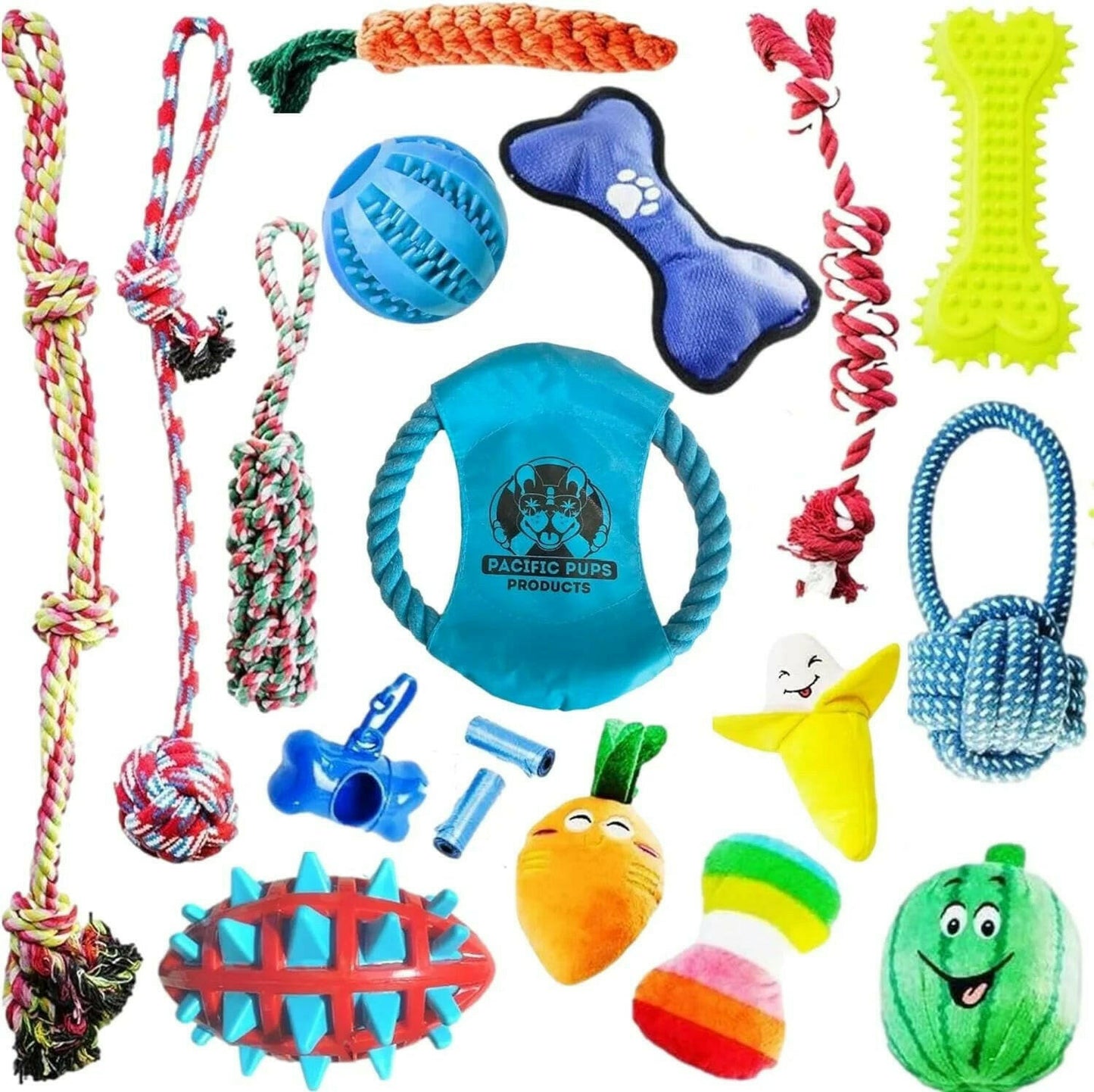 Pacific Pups - 18 Pack Dog Chew Toys.