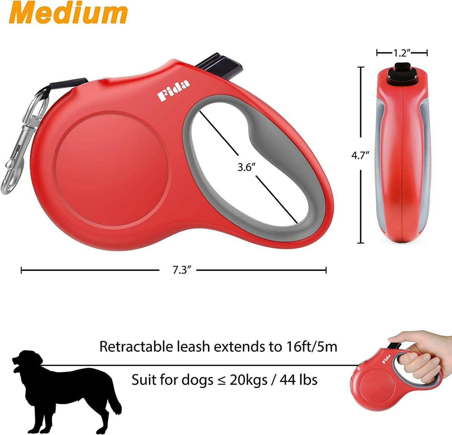 Retractable Dog Leash with Dispenser and Poop Bags.