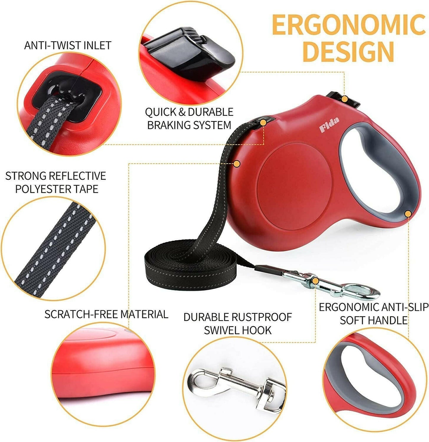 Retractable Dog Leash with Dispenser and Poop Bags.